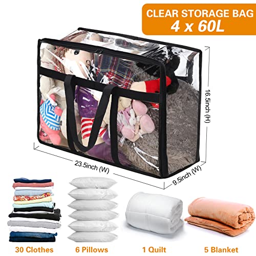 4 Pack Clear Storage Bags for Bedding Organization