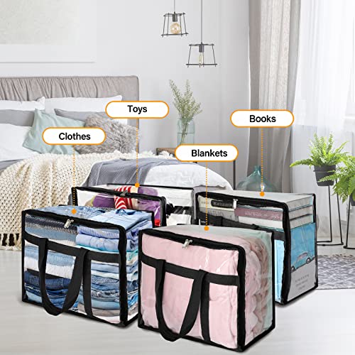 4 Pack Clear Storage Bags for Bedding Organization