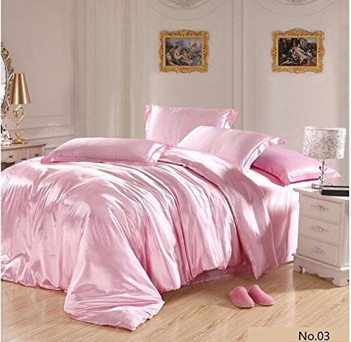 Rose Pink Luxury Satin Full XL Bed Set