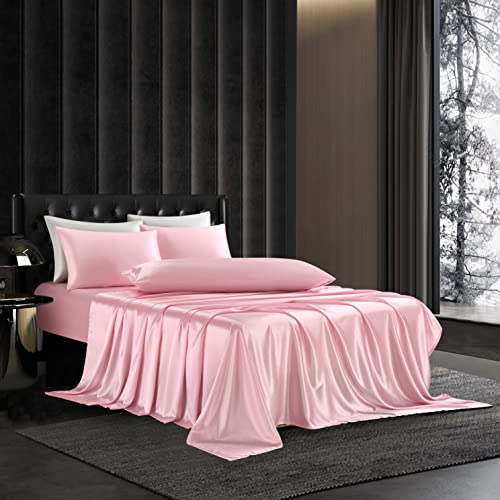 Luxury Pink Satin Bedding Set - 5 Pieces