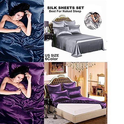 Rose Pink Luxury Satin Full XL Bed Set