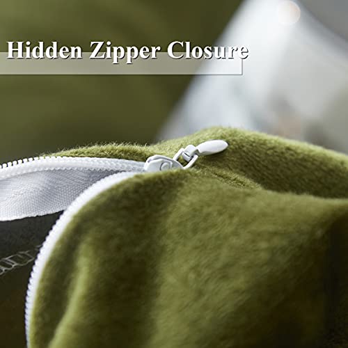 Sage Green Velvet Queen Duvet Cover Set