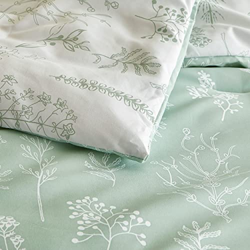 Sage Green Floral Queen Comforter Set, 3 Pieces
