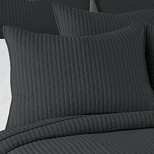 Charcoal Cross Stitch King Quilt Set