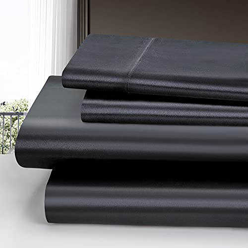 Luxury Black Satin 4-Piece Bed Sheet Set