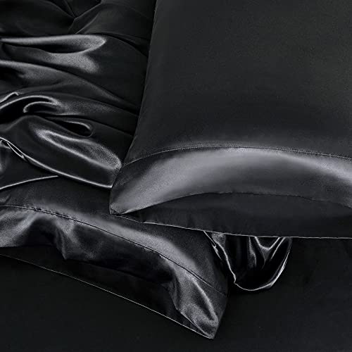 Luxury Black Satin 4-Piece Bed Sheet Set