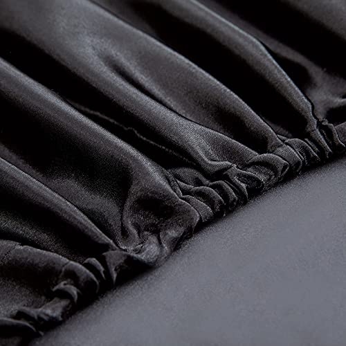 Luxury Black Satin 4-Piece Bed Sheet Set