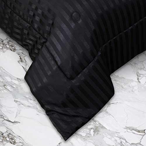 Luxury Black Stripe King Bed Set, 5 Pieces