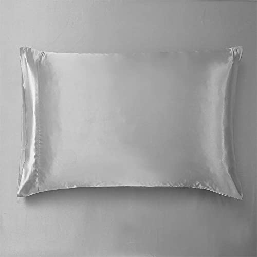 Queen Satin Bed Set - 6 Piece Silver Grey