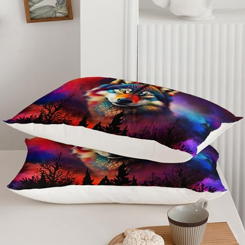AILONEN 3D Wolf Duvet Cover Set, Queen Size