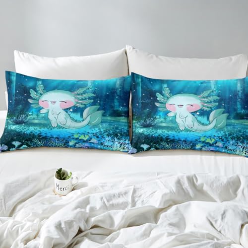 Cute Cartoon Axolotl 3D Comforter Set for Teens