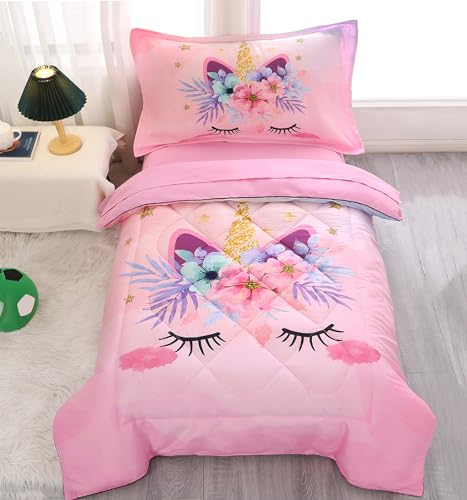 Unicorn Toddler Bedding Set - 4 Pieces Pink