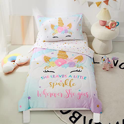 Unicorn 4-Piece Toddler Bedding Set, Ultra Soft