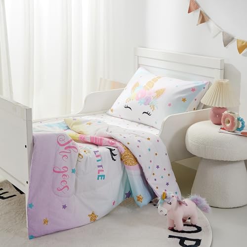 Unicorn 4-Piece Toddler Bedding Set, Ultra Soft