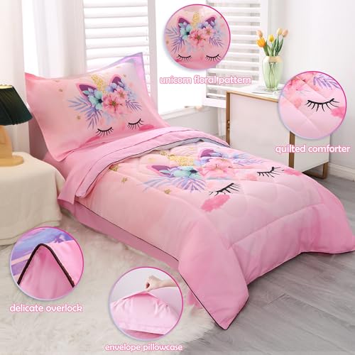 Unicorn Toddler Bedding Set - 4 Pieces Pink