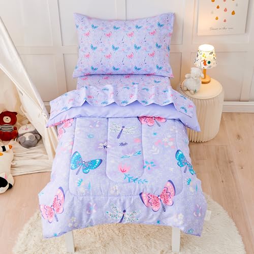 Butterfly Toddler Bedding Set - 4 Piece Comforter