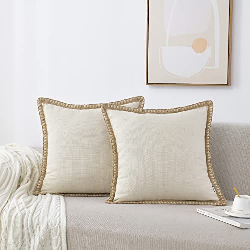 Light Beige Throw Pillow Covers - Set of 2