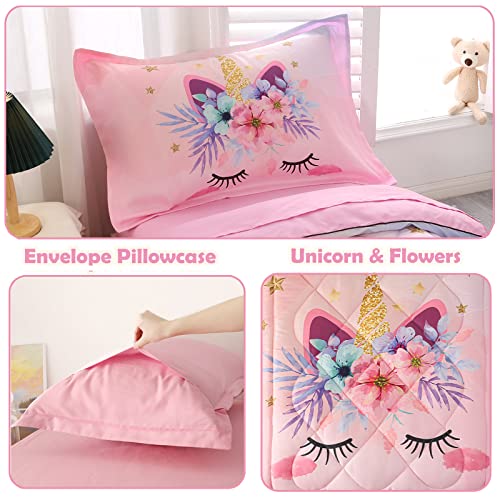 Unicorn Toddler Bedding Set - 4 Pieces Pink