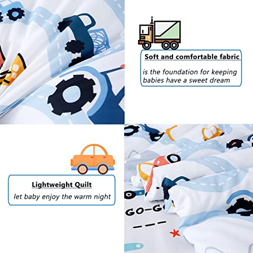 Cars Printed Toddler Bedding Set - 4 Pieces