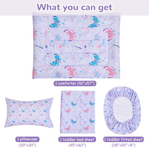 Butterfly Toddler Bedding Set - 4 Piece Comforter