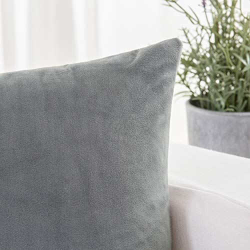 Grey Velvet Throw Pillow Covers 20x20 Inches (Set of 2)