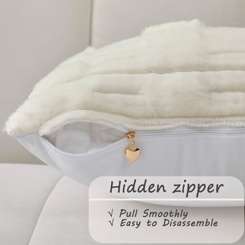 Cream White Striped Throw Pillow Covers Set of 2