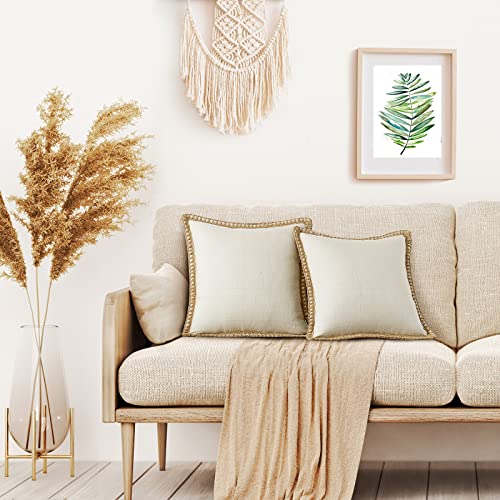 Light Beige Throw Pillow Covers - Set of 2