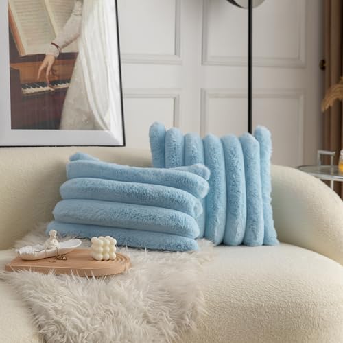 Cozy Brown Faux Fur Plaid Throw Pillow Covers