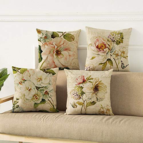 Vintage Spring Flower Throw Pillow Covers Set