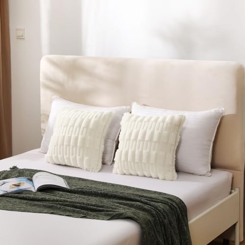 Cream White Striped Throw Pillow Covers Set of 2