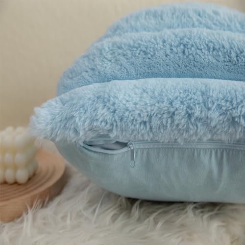 Cozy Brown Faux Fur Plaid Throw Pillow Covers