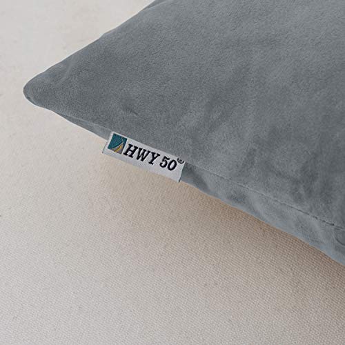 Grey Velvet Throw Pillow Covers 20x20 Inches (Set of 2)