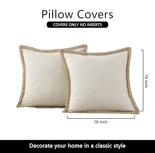 Light Beige Throw Pillow Covers - Set of 2