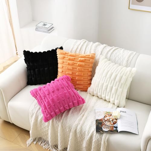 Cream White Striped Throw Pillow Covers Set of 2