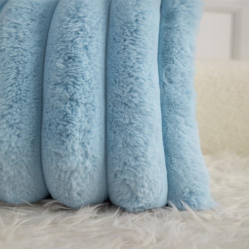 Cozy Brown Faux Fur Plaid Throw Pillow Covers