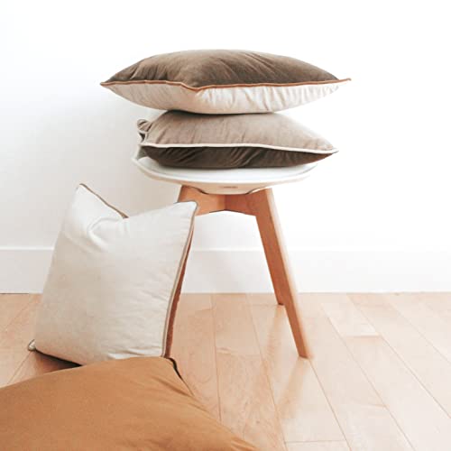 Velvet Throw Pillow Covers Set of 4 - Brown/Beige