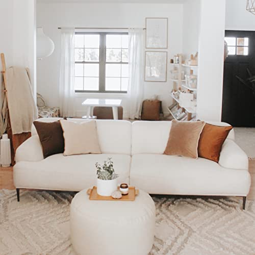 Velvet Throw Pillow Covers Set of 4 - Brown/Beige