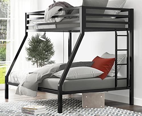 Black Twin Over Full Metal Bunk Bed with Storage