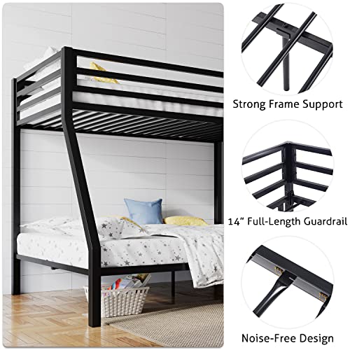 Black Twin Over Full Metal Bunk Bed with Storage