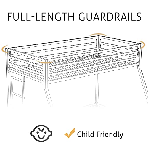 Black Twin Over Full Metal Bunk Bed with Storage