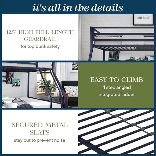 Maxwell Navy Blue Twin-Over-Full Metal Bunk Bed
