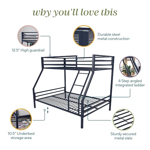 Maxwell Navy Blue Twin-Over-Full Metal Bunk Bed
