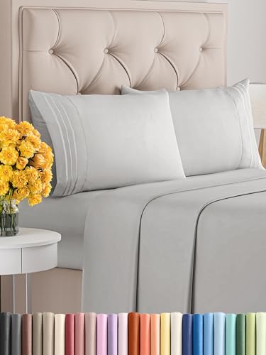 Luxury Queen 4-Piece Cooling Sheet Set - Light Grey