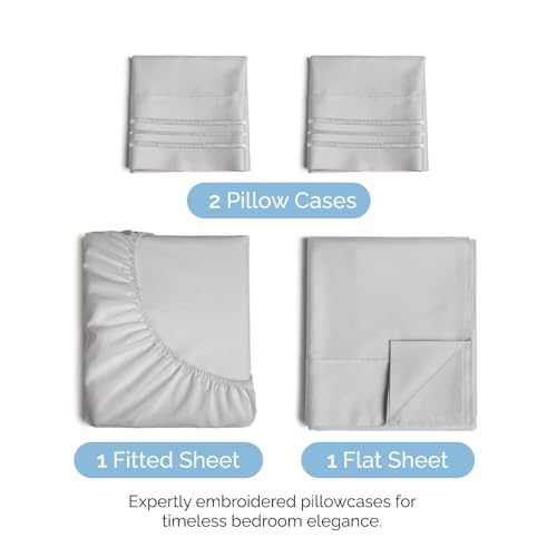 Luxury Queen 4-Piece Cooling Sheet Set - Light Grey