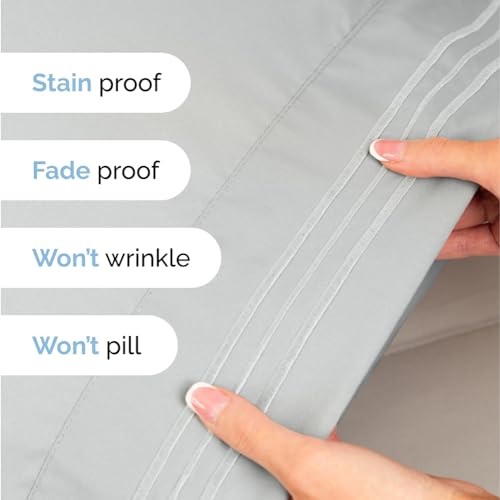 Luxury Queen 4-Piece Cooling Sheet Set - Light Grey