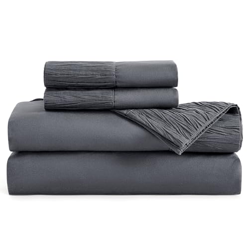 Bedsure Grey Queen Sheet Set - 4 Pieces