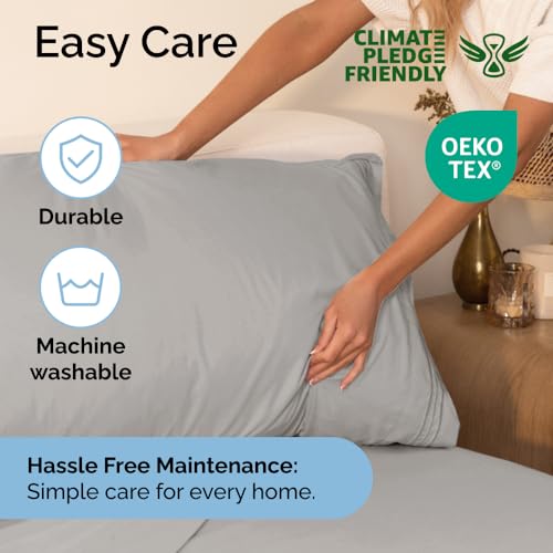 Luxury Queen 4-Piece Cooling Sheet Set - Light Grey