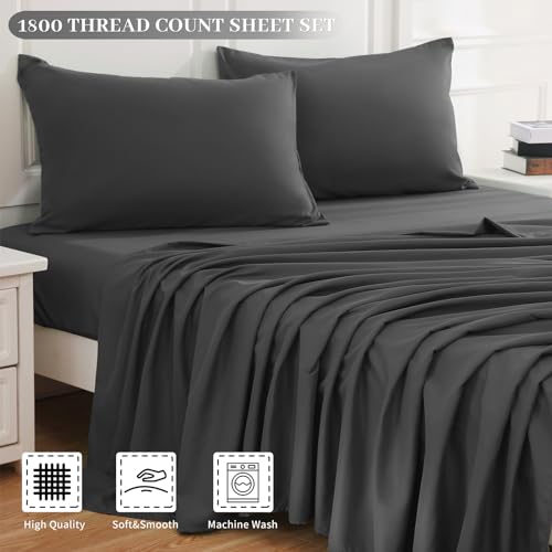 Luxury Grey Queen Sheet Set - Ultra Soft 4 Pieces