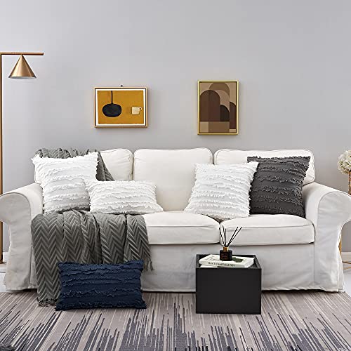 Ivory White Cotton Linen Throw Pillow Covers, Set of 2