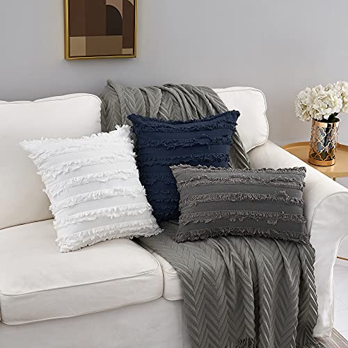Ivory White Cotton Linen Throw Pillow Covers, Set of 2